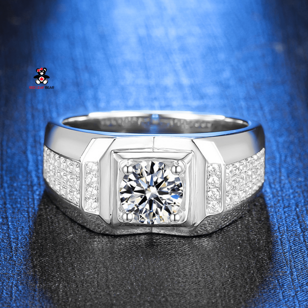 Red Leaf Bear - FREE Shipping Over $75 - Something for Everyone Sterling Silver Moissanite One Carat Mens Ring
