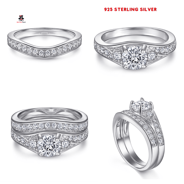 Red Leaf Bear - FREE Shipping Over $75 - Something for Everyone Sterling Silver Wedding Ring Set