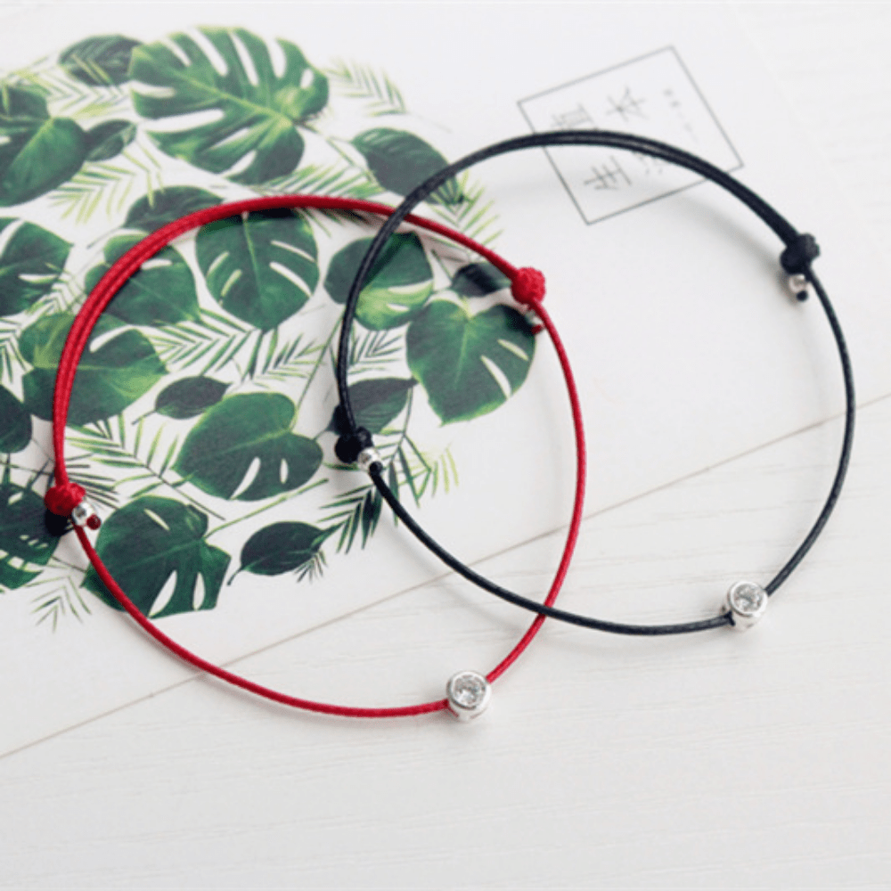 Red Leaf Bear - FREE Shipping Over $99 - Something for Everyone Anklet BLACK Silver CZ Diamond Adjustable woven anklet.