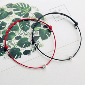 Red Leaf Bear - FREE Shipping Over $99 - Something for Everyone Anklet BLACK Silver CZ Diamond Adjustable woven anklet.