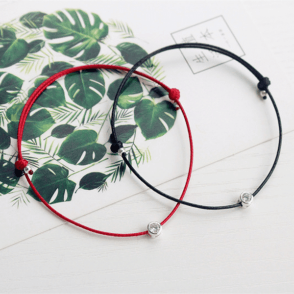 Red Leaf Bear - FREE Shipping Over $99 - Something for Everyone Anklet BLACK Silver CZ Diamond Adjustable woven anklet.