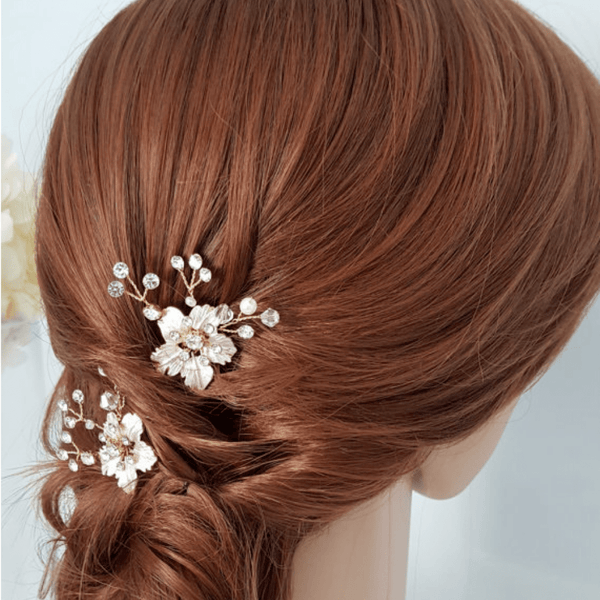 Red Leaf Bear - FREE Shipping Over $99 - Something for Everyone Bridal Handmade Flower Hair Pins Set of 2