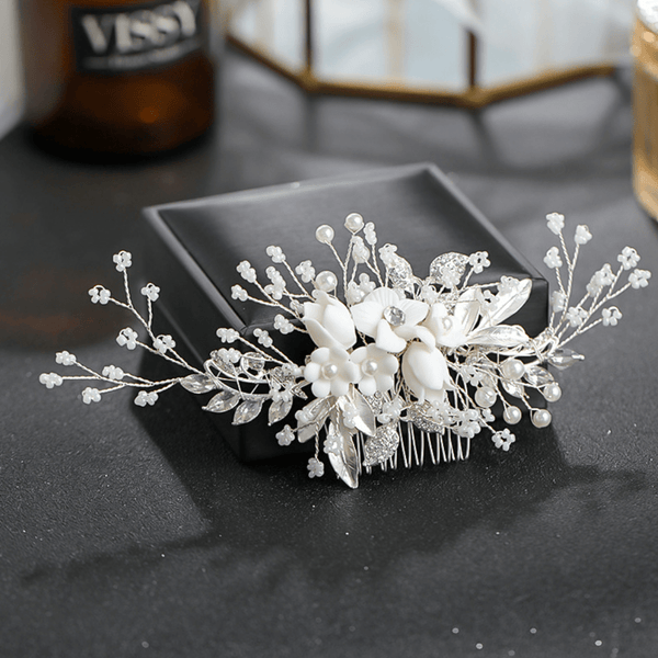 Red Leaf Bear - FREE Shipping Over $99 - Something for Everyone Bridal Pearl Flower Hair Comb Clip.