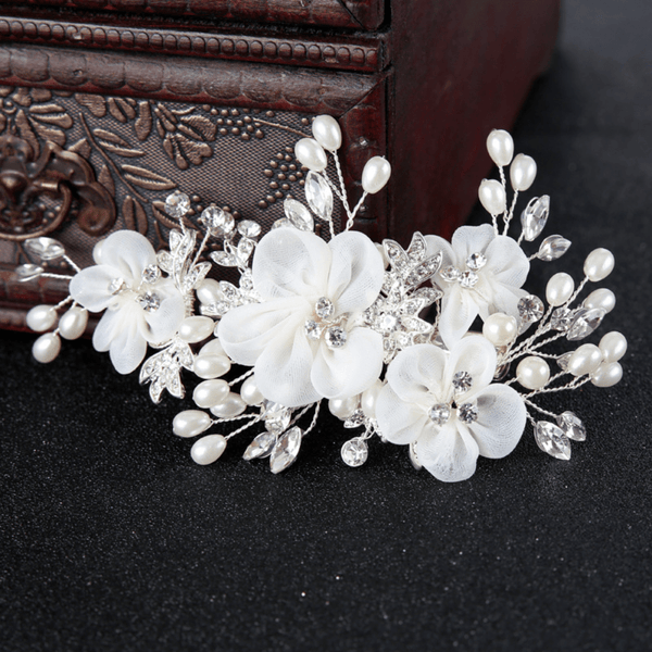 Red Leaf Bear - FREE Shipping Over $99 - Something for Everyone Bridal Pearl Flower Rhinestone Handmade Hair Clip