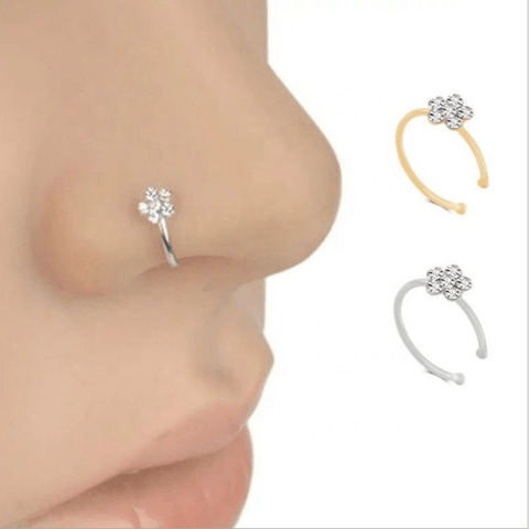 Red Leaf Bear - FREE Shipping Over $99 - Something for Everyone Earrings Sterling Silver C Shape Flower Nose Ring.