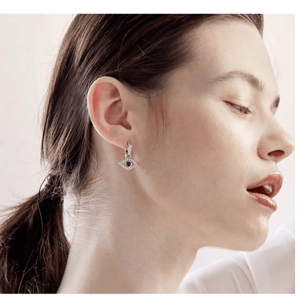 Red Leaf Bear - FREE Shipping Over $99 - Something for Everyone Earrings Sterling Silver Evil Eye Hoops Earrings.