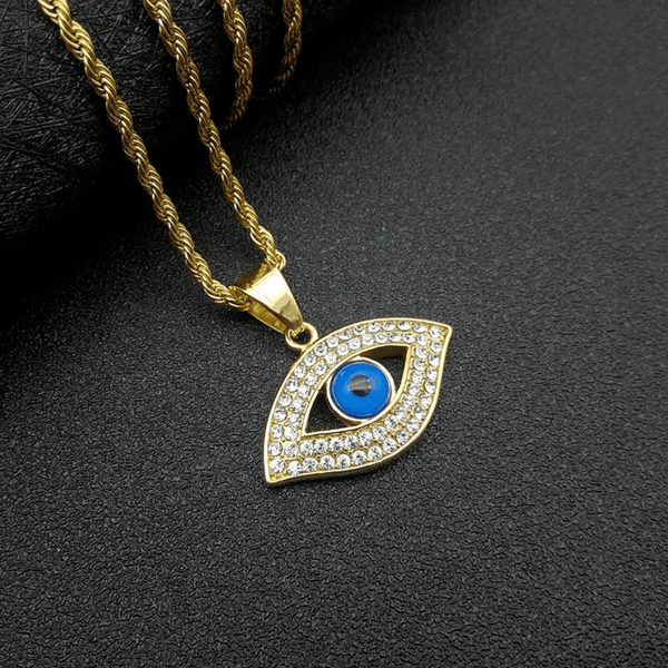 Red Leaf Bear - FREE Shipping Over $99 - Something for Everyone Necklace Evil Eye Pendant - Gold Silver Nazar Charm with Shiny Crystals