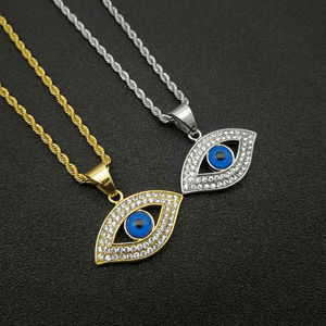 Red Leaf Bear - FREE Shipping Over $99 - Something for Everyone Necklace Evil Eye Pendant - Gold Silver Nazar Charm with Shiny Crystals