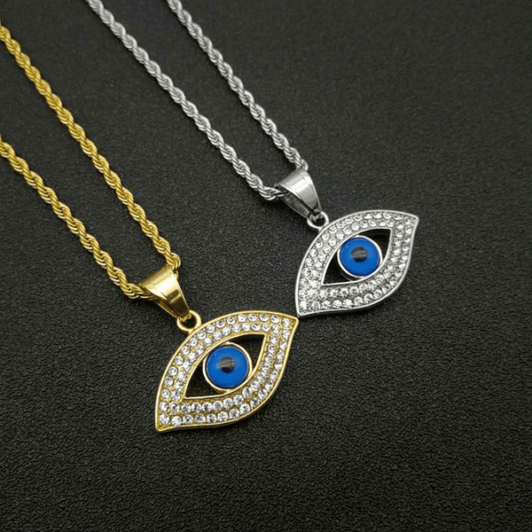 Red Leaf Bear - FREE Shipping Over $99 - Something for Everyone Necklace Evil Eye Pendant - Gold Silver Nazar Charm with Shiny Crystals