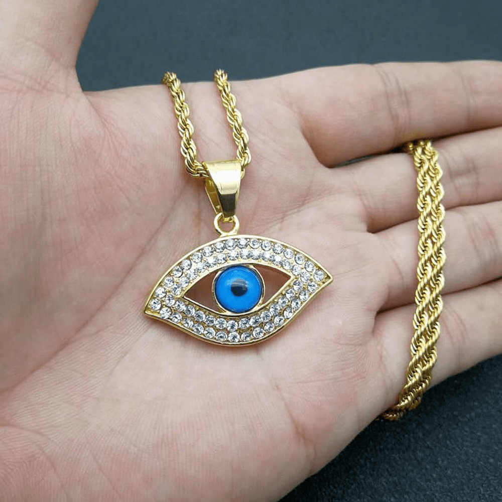 Red Leaf Bear - FREE Shipping Over $99 - Something for Everyone Necklace Evil Eye Pendant - Gold Silver Nazar Charm with Shiny Crystals