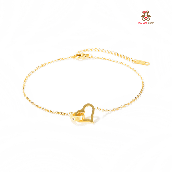 Red Leaf Bear - FREE Shipping - Something for Everyone Anklet 18k Gold Plated Stainless Steel Heart Anklet.