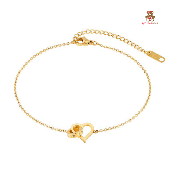 Red Leaf Bear - FREE Shipping - Something for Everyone Anklet 18k Gold Plated Stainless Steel Heart Anklet.