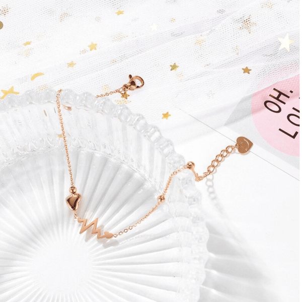 Red Leaf Bear - FREE Shipping - Something for Everyone Anklet Rose Gold Heart Beat Stainless Steel Anklet