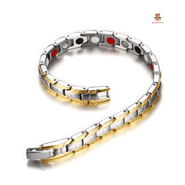 Red Leaf Bear - FREE Shipping - Something for Everyone Bracelet Gold Plated Stainless Steel Magnetic Therapy Bracelet.