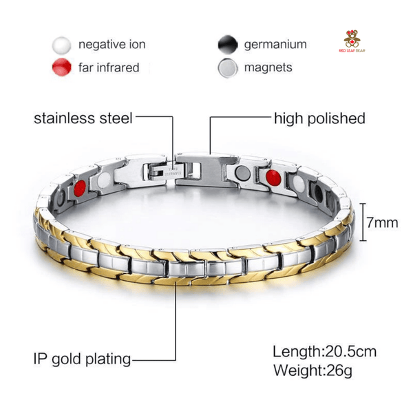 Red Leaf Bear - FREE Shipping - Something for Everyone Bracelet Gold Plated Stainless Steel Magnetic Therapy Bracelet.