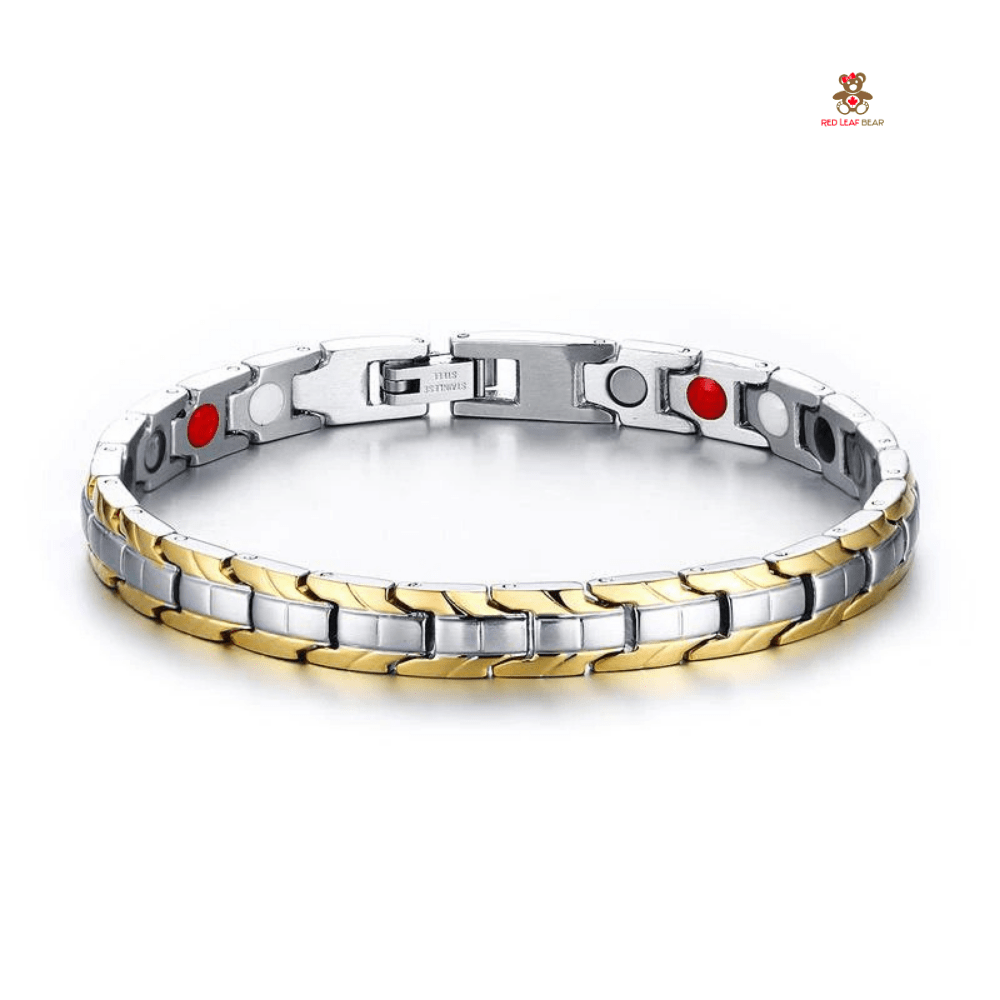 Red Leaf Bear - FREE Shipping - Something for Everyone Bracelet Gold Plated Stainless Steel Magnetic Therapy Bracelet.