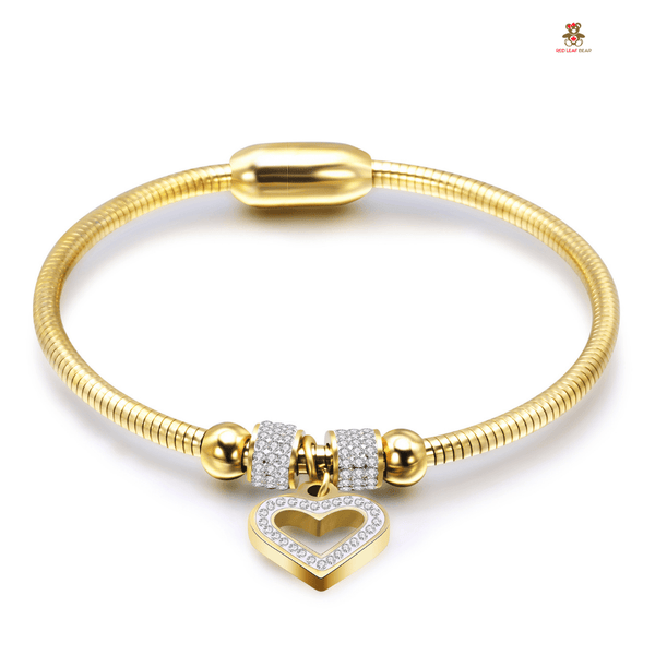 Red Leaf Bear - FREE Shipping - Something for Everyone Bracelet GOLD Stainless Steel Magnetic Love Charm Bangle Bracelet with magnetic clasp.