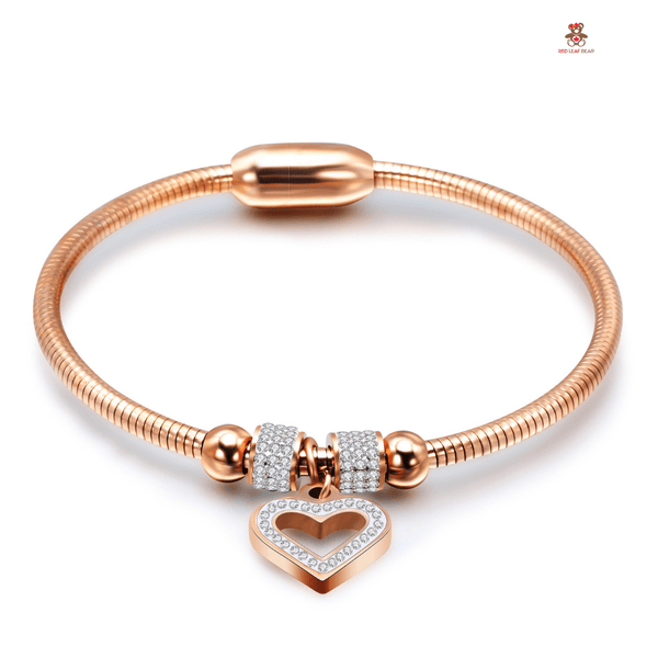 Red Leaf Bear - FREE Shipping - Something for Everyone Bracelet ROSEGOLD Stainless Steel Magnetic Love Charm Bangle Bracelet with magnetic clasp.