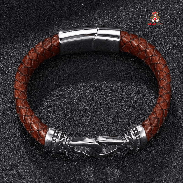 Red Leaf Bear - FREE Shipping - Something for Everyone Bracelet Stainless Steel Mens Genuine Leather Bracelet.