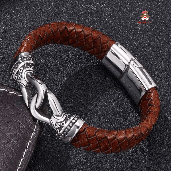 Red Leaf Bear - FREE Shipping - Something for Everyone Bracelet Stainless Steel Mens Genuine Leather Bracelet.