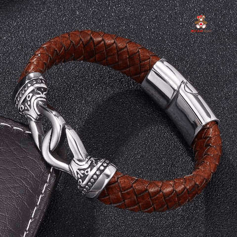 Red Leaf Bear - FREE Shipping - Something for Everyone Bracelet Stainless Steel Mens Genuine Leather Bracelet.