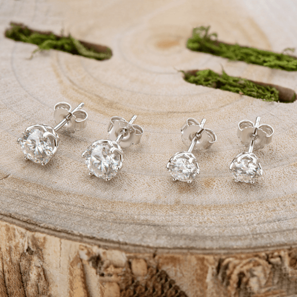 Red Leaf Bear - FREE Shipping - Something for Everyone Earrings 0.5 Carat + 0.5 Carat certified Moissanite stud earrings, brilliant round cut, 925 Sterling silver studs