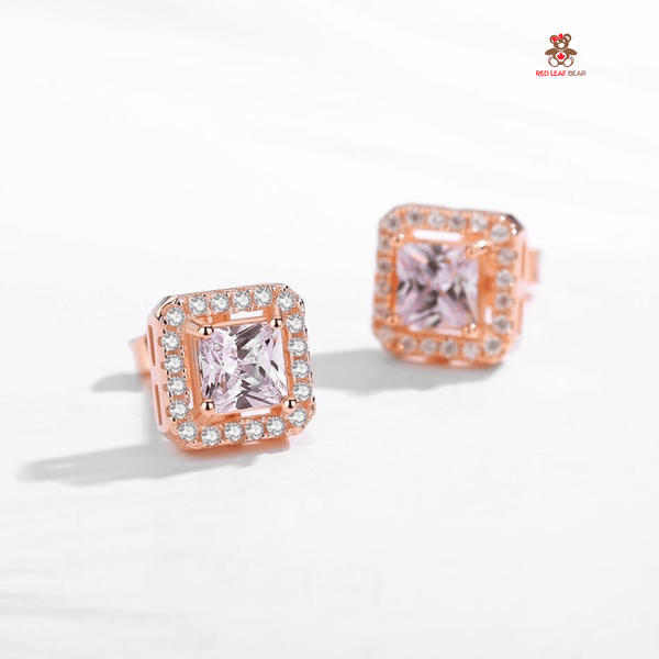 Red Leaf Bear - FREE Shipping - Something for Everyone Earrings 18K Gold Plated Sterling Silver RoseGold 5A CZ 1CT Studs Earrings.