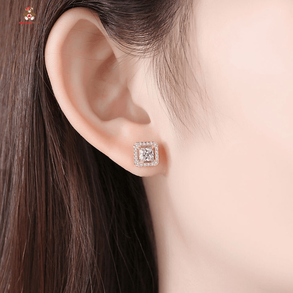 Red Leaf Bear - FREE Shipping - Something for Everyone Earrings 18K Gold Plated Sterling Silver RoseGold 5A CZ 1CT Studs Earrings.