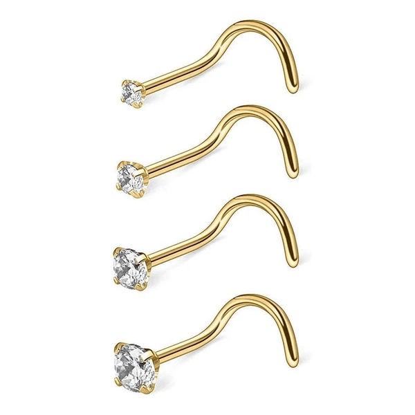 Red Leaf Bear - FREE Shipping - Something for Everyone Earrings 925 Sterling Silver CorkScrew Nose Stud.
