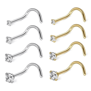 Red Leaf Bear - FREE Shipping - Something for Everyone Earrings 925 Sterling Silver CorkScrew Nose Stud.