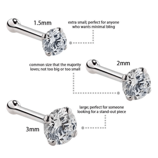 Red Leaf Bear - FREE Shipping - Something for Everyone Earrings 925 Sterling Silver Cubic Zircon Nose Pin Stud.