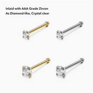 Red Leaf Bear - FREE Shipping - Something for Everyone Earrings 925 Sterling Silver Cubic Zircon Nose Pin Stud.