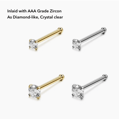 Red Leaf Bear - FREE Shipping - Something for Everyone Earrings 925 Sterling Silver Cubic Zircon Nose Pin Stud.