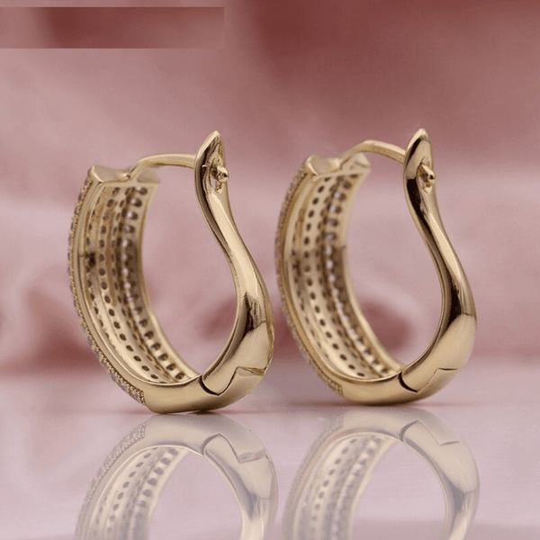 Red Leaf Bear - FREE Shipping - Something for Everyone Earrings Gold Plated Pave Setting Hoop Earrings