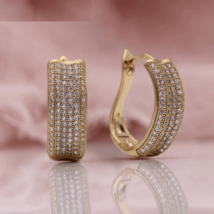 Red Leaf Bear - FREE Shipping - Something for Everyone Earrings Gold Plated Pave Setting Hoop Earrings
