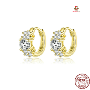 Red Leaf Bear - FREE Shipping - Something for Everyone Earrings Gold Sterling Silver CZ Trendy Huggie Earrings