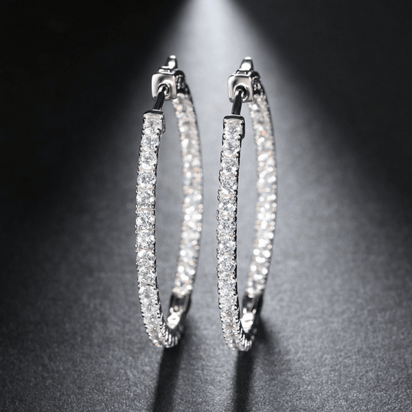 Red Leaf Bear - FREE Shipping - Something for Everyone Earrings Large Hoops Earrings Rhodium Plated Size 35mm.