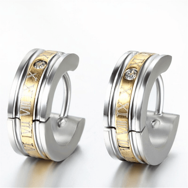 Red Leaf Bear - FREE Shipping - Something for Everyone Earrings Mens Titanium Steel Roman number Huggie Earrings.
