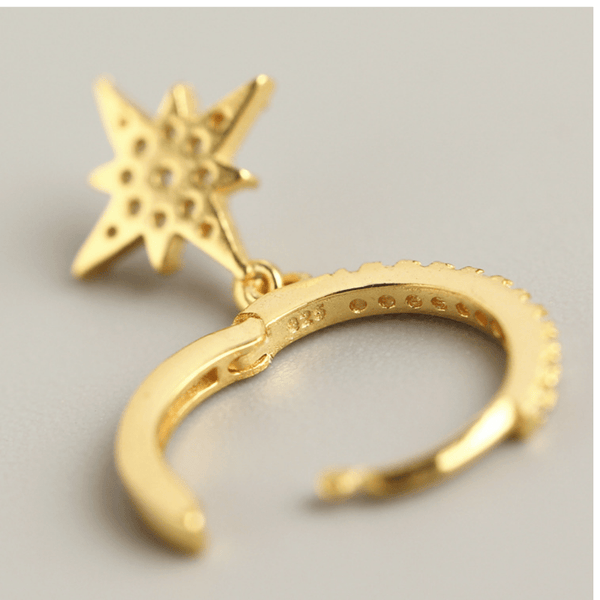Red Leaf Bear - FREE Shipping - Something for Everyone Earrings Moon and star Hoop Earrings, 925 Sterling Silver Hoop Earrings, 18k Gold Plated Hoop