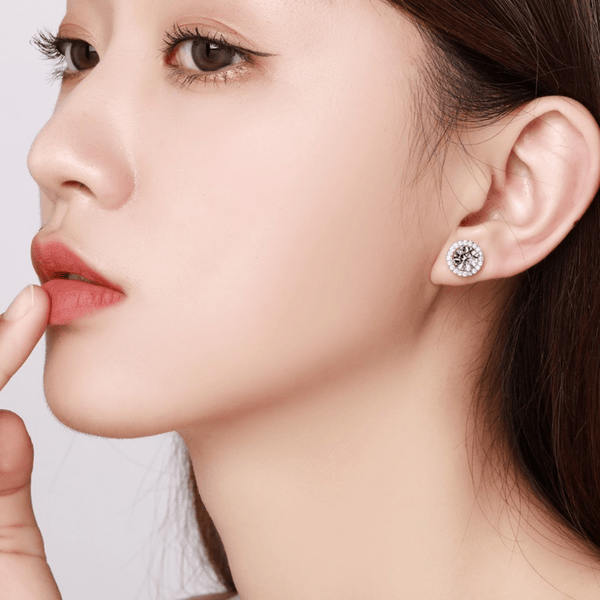 Red Leaf Bear - FREE Shipping - Something for Everyone Earrings One CT Sterling Silver 5A High Quality CZ Round Studs Earrings.