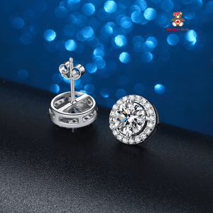Red Leaf Bear - FREE Shipping - Something for Everyone Earrings One CT Sterling Silver 5A High Quality CZ Round Studs Earrings.