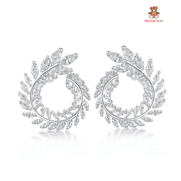 Red Leaf Bear - FREE Shipping - Something for Everyone Earrings Silver Cubic Zirconia Big Stud Style Earrings.