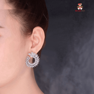 Red Leaf Bear - FREE Shipping - Something for Everyone Earrings Silver Cubic Zirconia Big Stud Style Earrings.