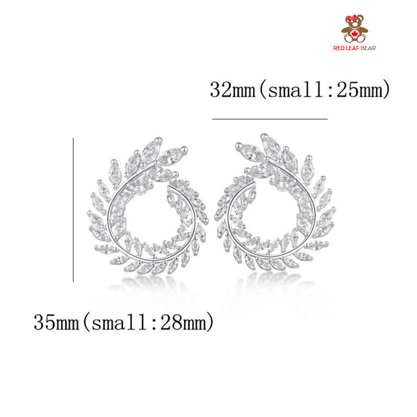 Red Leaf Bear - FREE Shipping - Something for Everyone Earrings Silver Cubic Zirconia Big Stud Style Earrings.