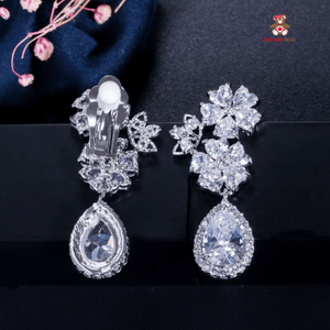 Red Leaf Bear - FREE Shipping - Something for Everyone Earrings Silver Dazzling Cz Clip-on Earrings.