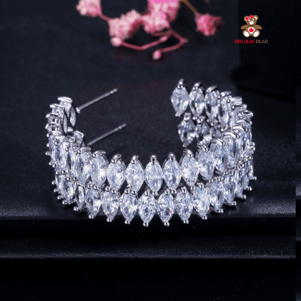 Red Leaf Bear - FREE Shipping - Something for Everyone Earrings Silver Large Cubic Zirconia Hoop Earrings.