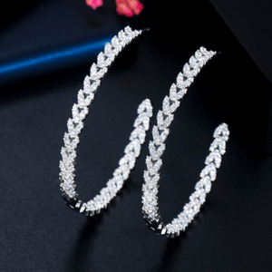 Red Leaf Bear - FREE Shipping - Something for Everyone Earrings Silver Pave Setting Cz Large Hoops