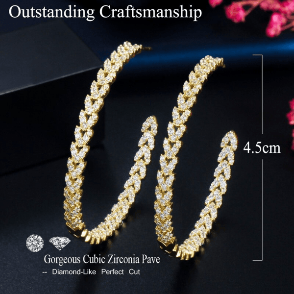 Red Leaf Bear - FREE Shipping - Something for Everyone Earrings Silver Pave Setting Cz Large Hoops