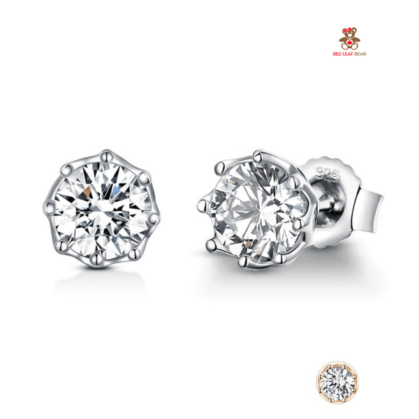 Red Leaf Bear - FREE Shipping - Something for Everyone Earrings Sterling Silver Classic Clear Cubic Zircon Small Studs Earrings.