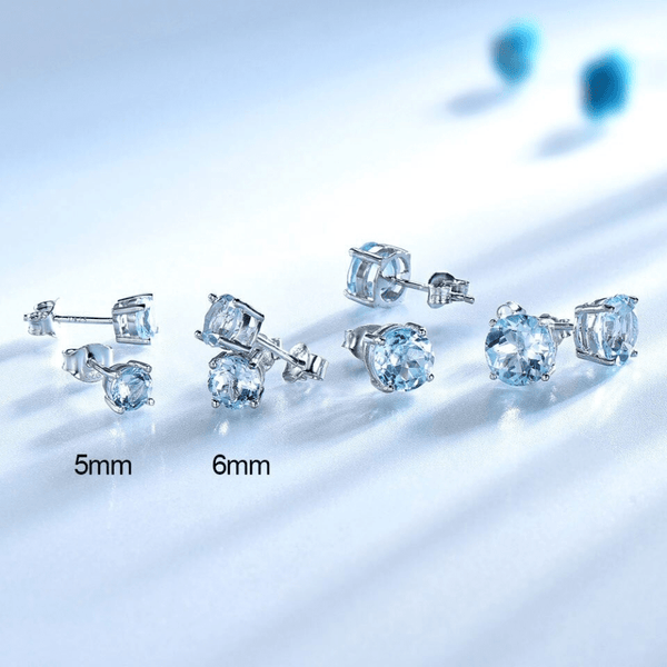 Red Leaf Bear - FREE Shipping - Something for Everyone Earrings Sterling Silver Created Gemstone Round Topaz Birthstone Stud Earrings.